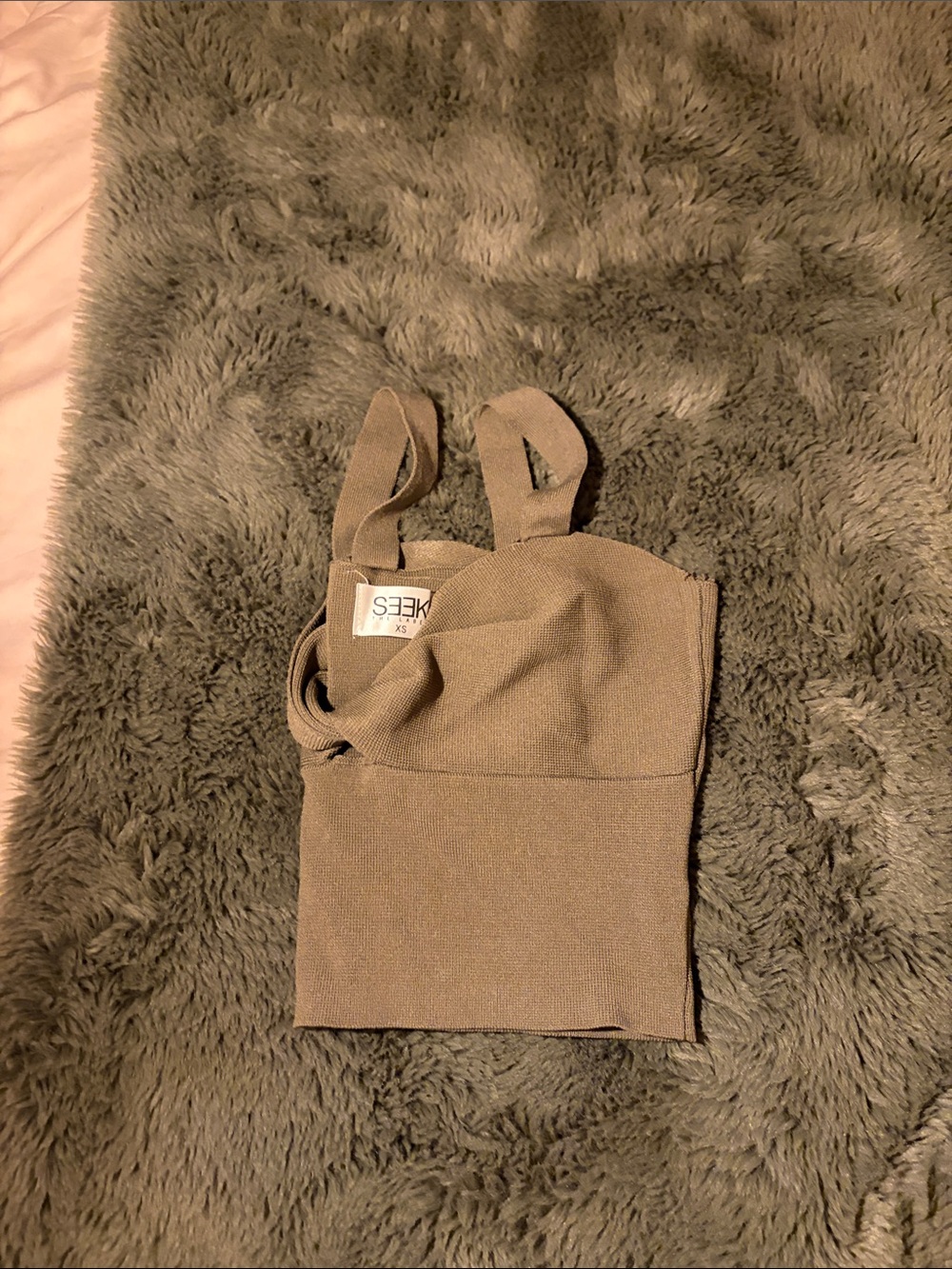 LF Taupe Knit Crop Tank Top
